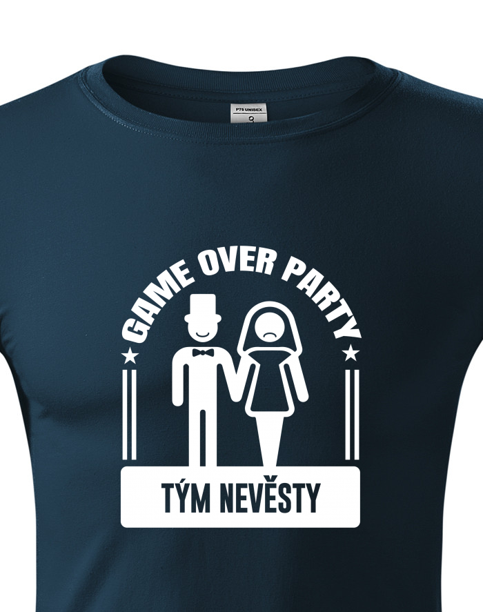 Unisex tričko s dlouhým rukávem Game over party Tým nevěsty