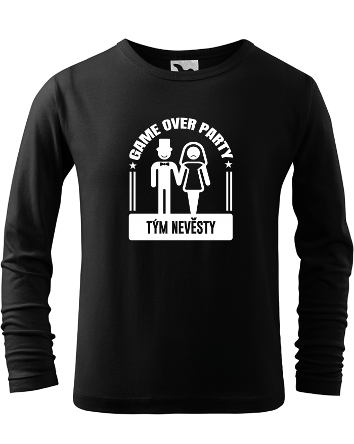 Dětské triko s dlouhým rukávem Game over party Tým nevěsty