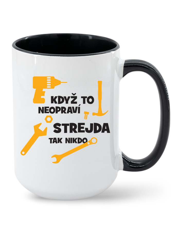 Keramický hrnek MAX Když to neopraví strejda, tak nikdo - barevný vnitřek a ucho