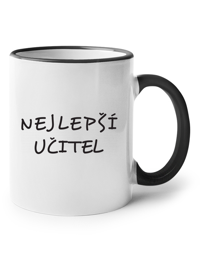 Keramický hrnek s barevným uchem Nejlepší učitel