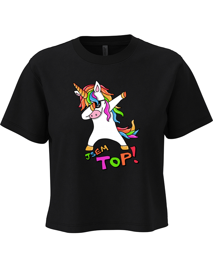 Dámský crop top s jednorožcem Jsem top!