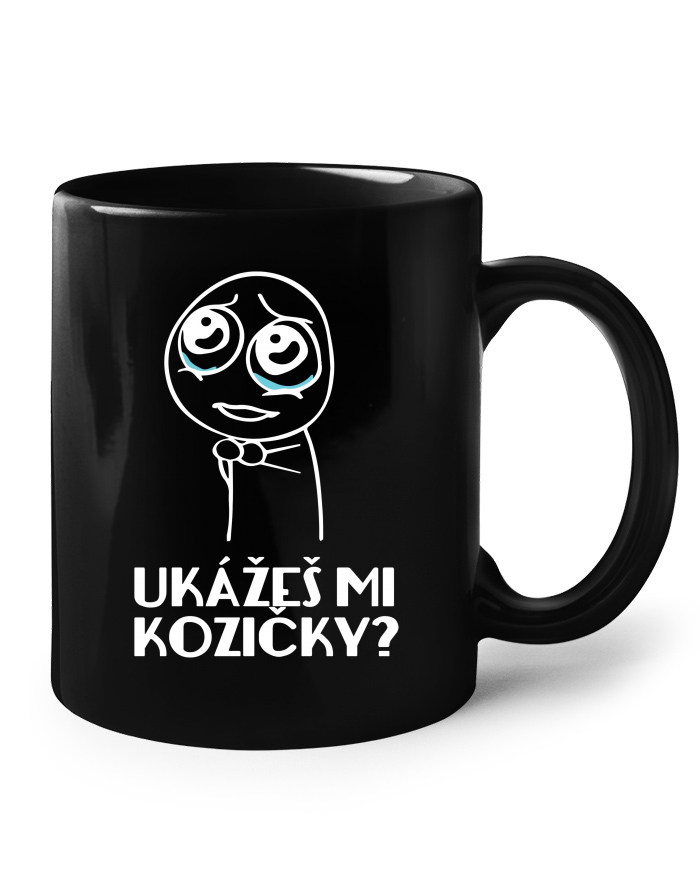 Keramický hrnek černý Ukážeš mi kozičky