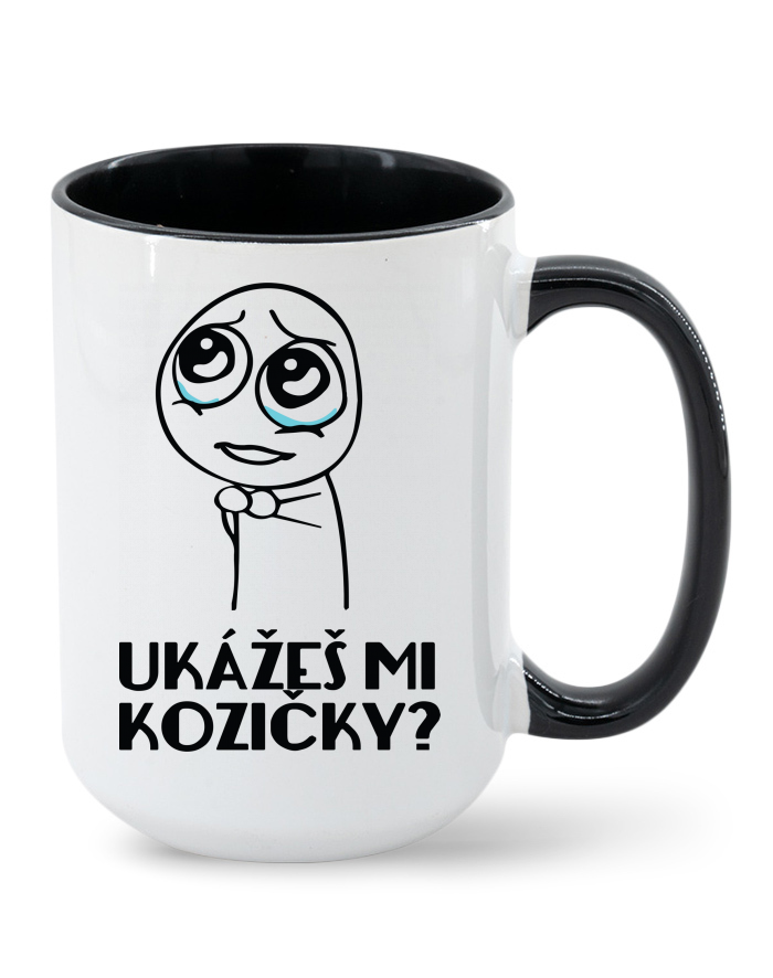 Keramický hrnek MAX Ukážeš mi kozičky? – bílý s barevným vnitřkem