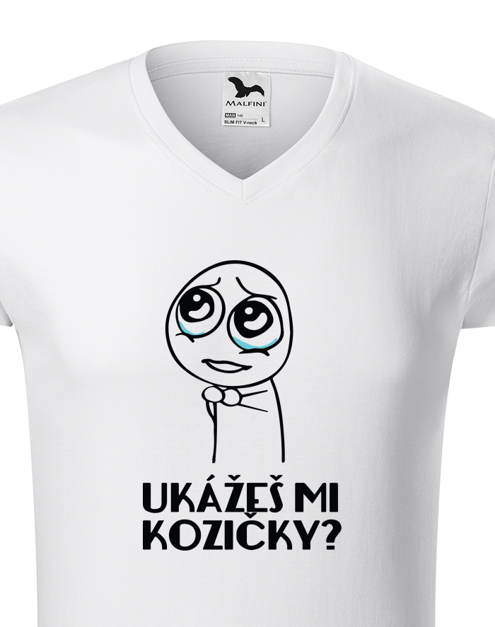 Pánské tričko s výstřihem do V Ukážeš mi kozičky