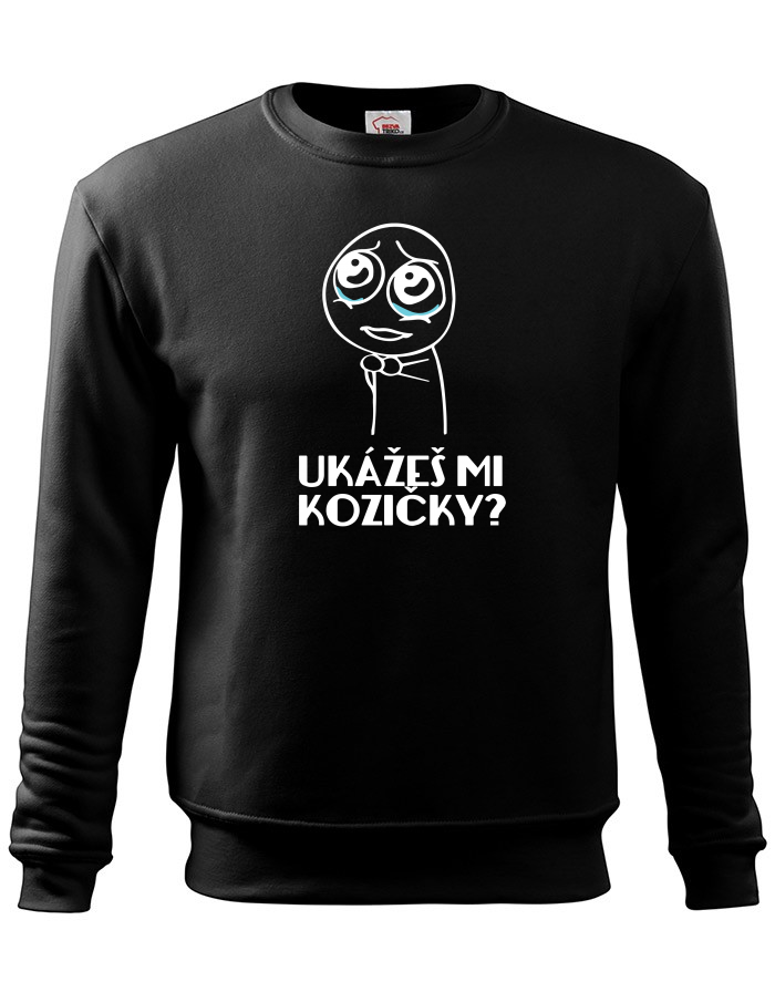 Pánská mikina bez kapuce Ukážeš mi kozičky?