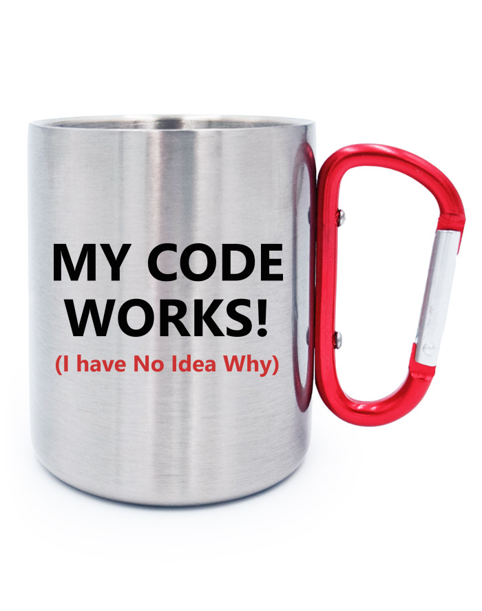 Nerezový hrnek s karabinou My Code Works