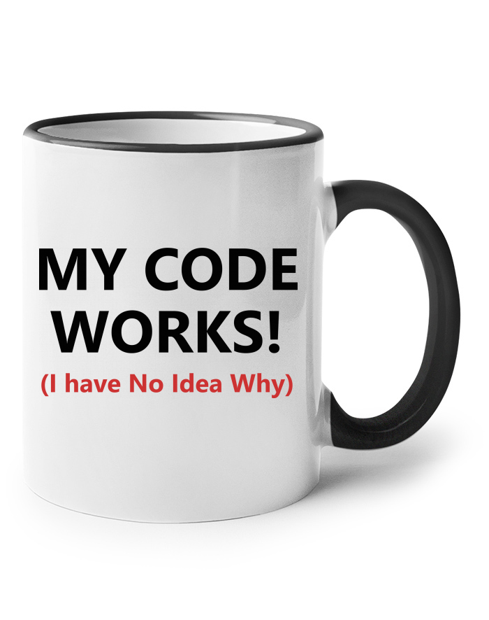 Keramický hrnek s barevným uchem My Code Works