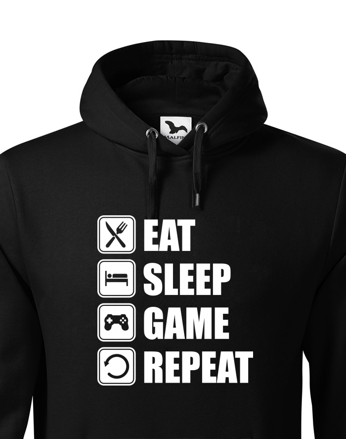 Pánská mikina s kapucí Eat, Sleep, Game, Repeat