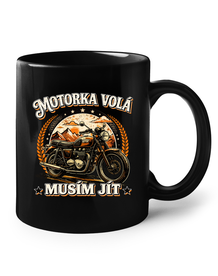 Keramický hrnek – černý – Motorka volá