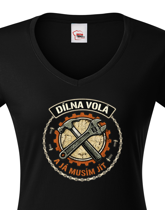 Dámské tričko s výstřihem do V – Dílna volá