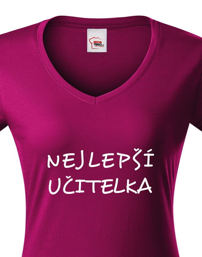 Dámské tričko s výstřihem do V Nejlepší učitelka