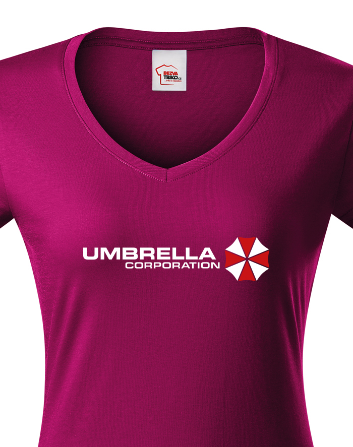 Dámské tričko s výstřihem do V – Umbrella Corporation