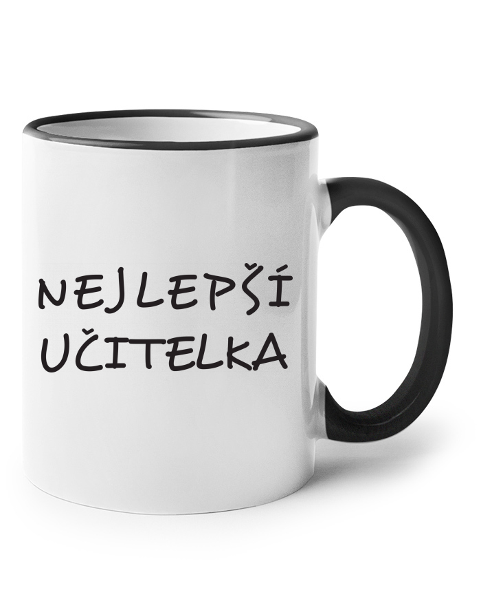 Keramický hrnek s barevným uchem Nejlepší učitelka