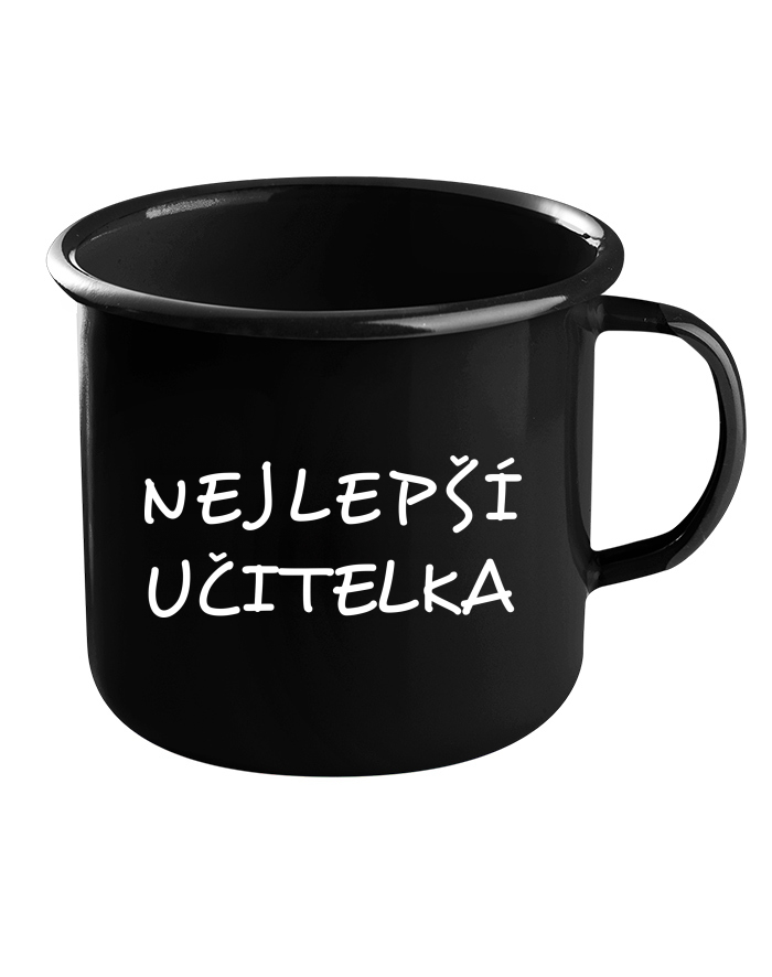 Plechový hrneček černý – Nejlepší učitelka