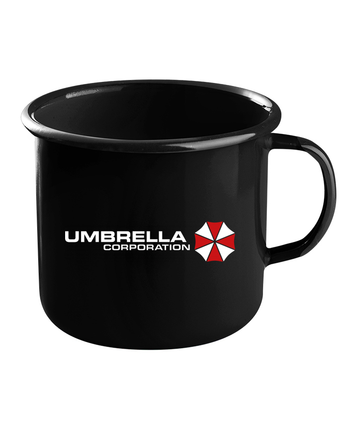 Plechový hrneček Umbrella Corporation černý