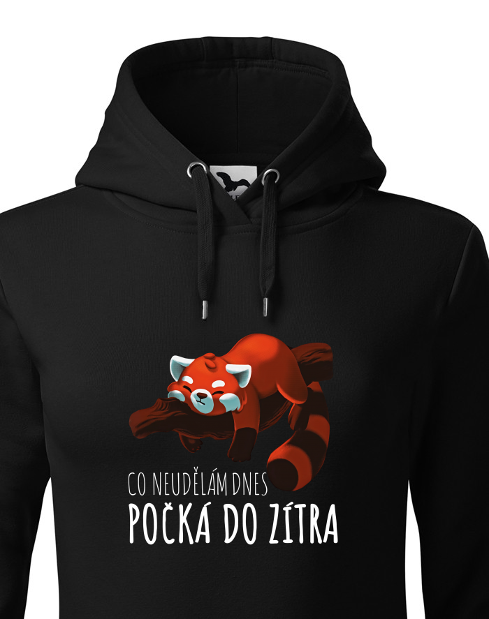 Dámská mikina s kapucí Co neudělám dnes – Panda červená