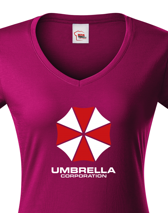 Dámské tričko s výstřihem do V - Umbrella Corporation