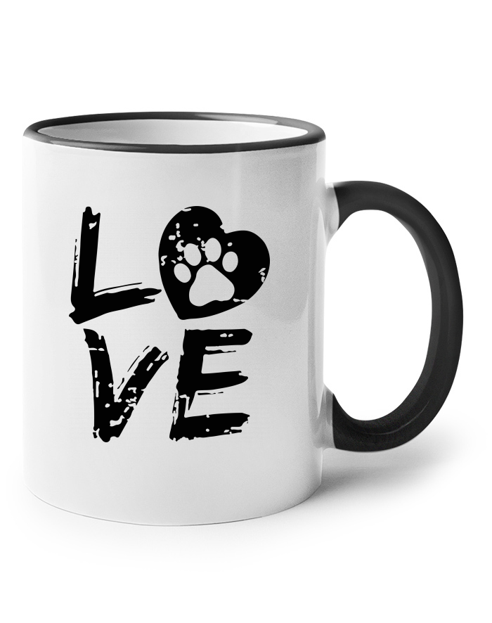 Keramický hrnek s barevným uchem Dog Love