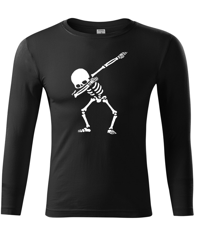 Unisex tričko s dlouhým rukávem – kostra dabbing