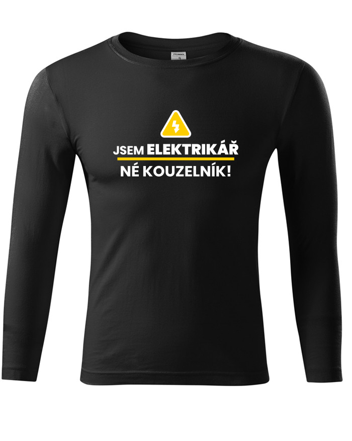 Unisex tričko s dlouhým rukávem Jsem elektrikář