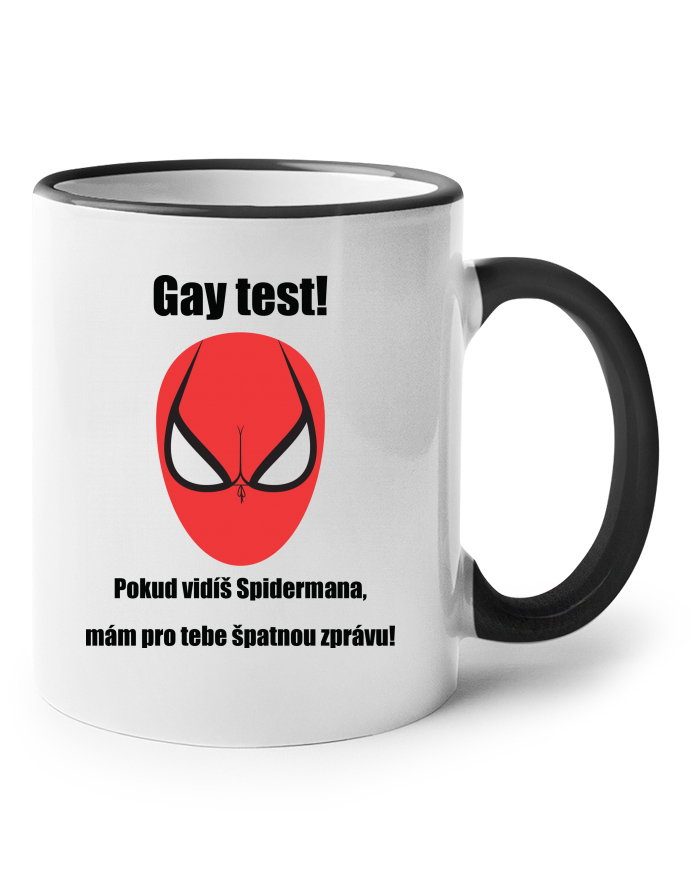Keramický hrnek s barevným uchem Gay test