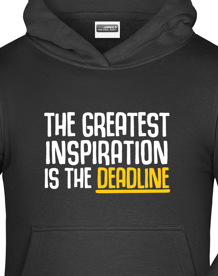 Dětská mikina s kapucí The Greatest Inspiration Is The Deadline