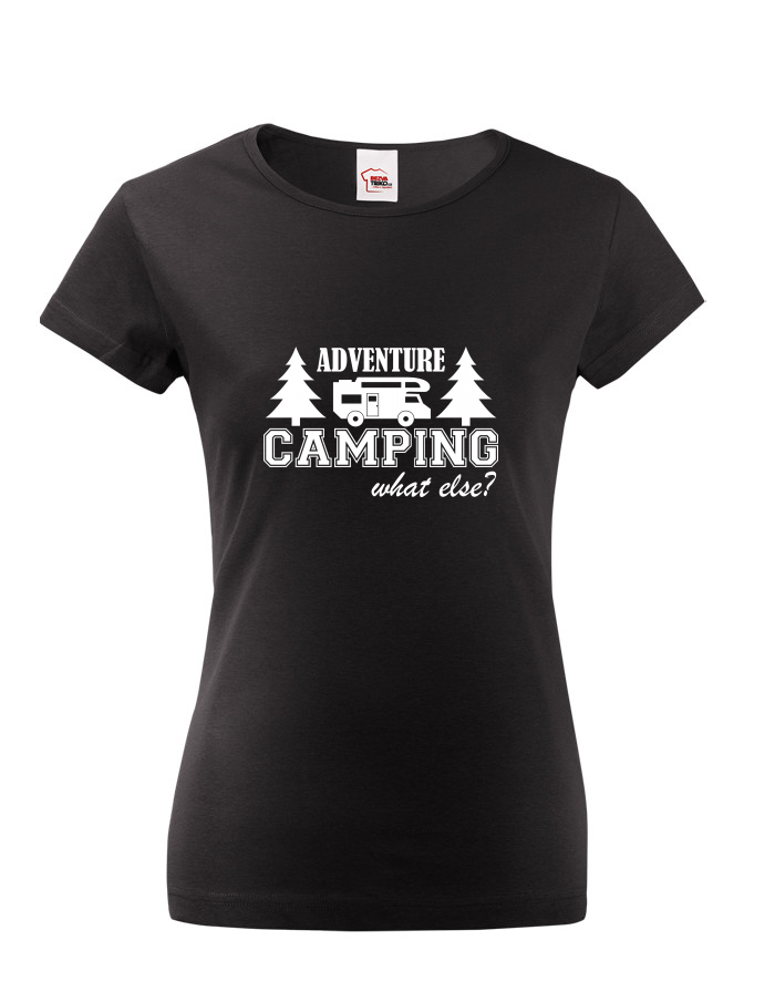 Dámské tričko Adventure Camping – karavanem za dobrodružstvím
