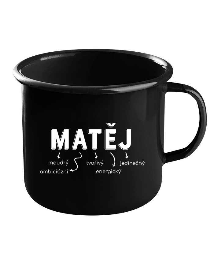 Plechový hrneček černý – Matěj, nejlepší kamarád