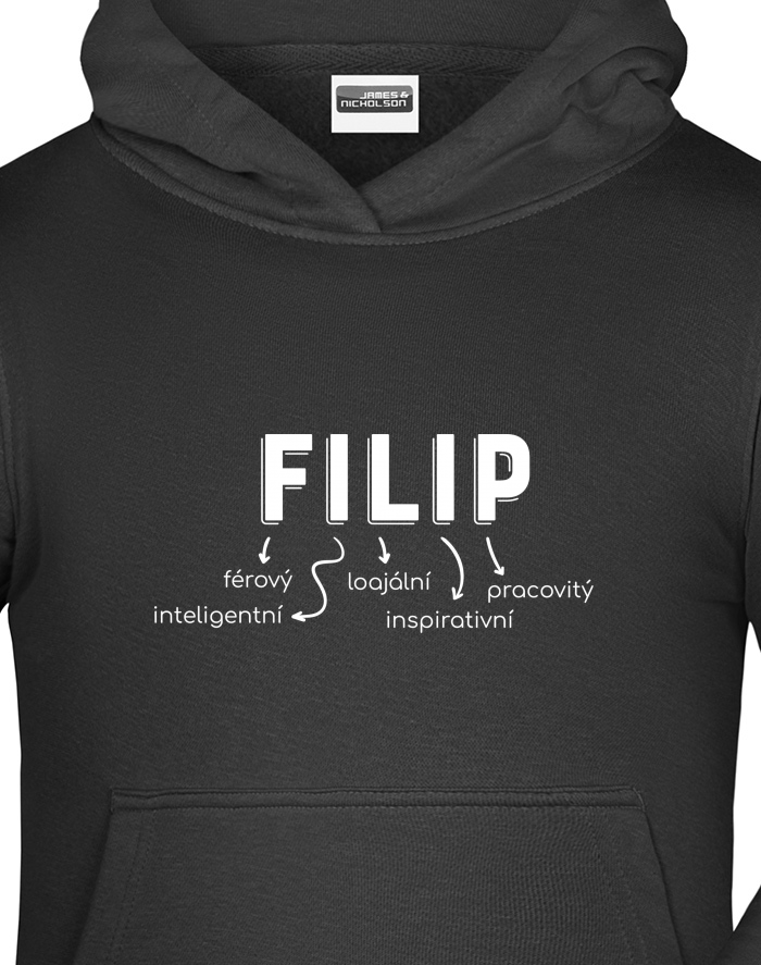 Dětská mikina s kapucí – Filip, teror s úsměvem