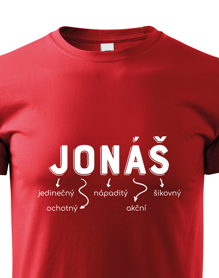Dětské tričko Jonáš – sebejistý, nápaditý, šikovný