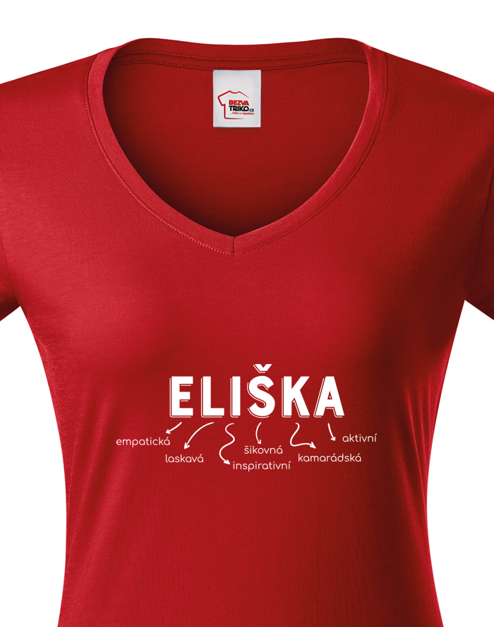 Dámské tričko s výstřihem do V – Eliška, emancipovaná žena