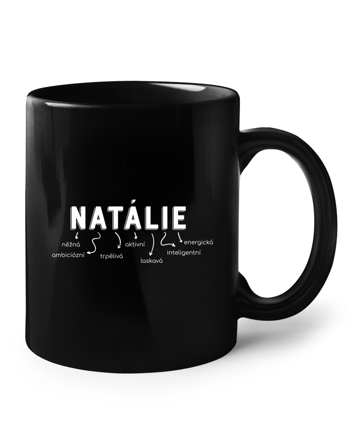 Keramický hrnek černý – Natálie, 25. prosince