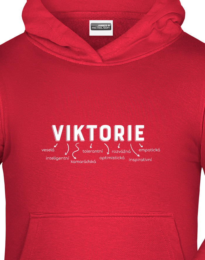 Dětská mikina s kapucí Viktorie – veselá, tolerantní, nezvyklá