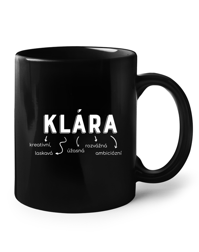 Keramický hrnek – černý – Klára, rozdivilá