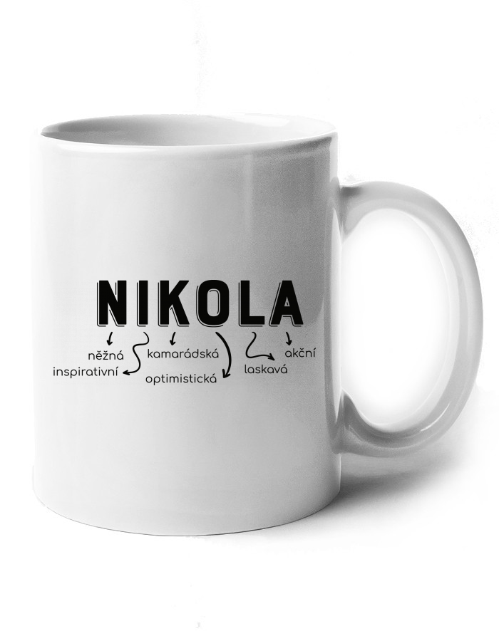Keramický hrnek Nikola – nejčastěji kamarádská, optimistická, nápaditá