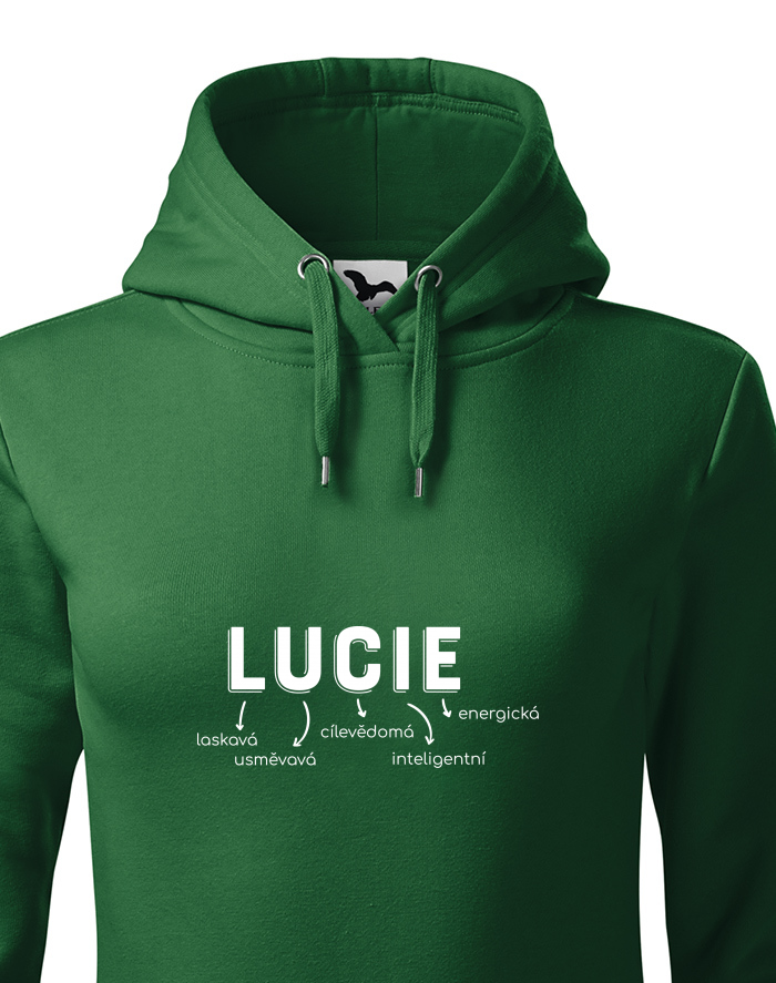 Dámská mikina s kapucí – Lucie, odvážná a energická