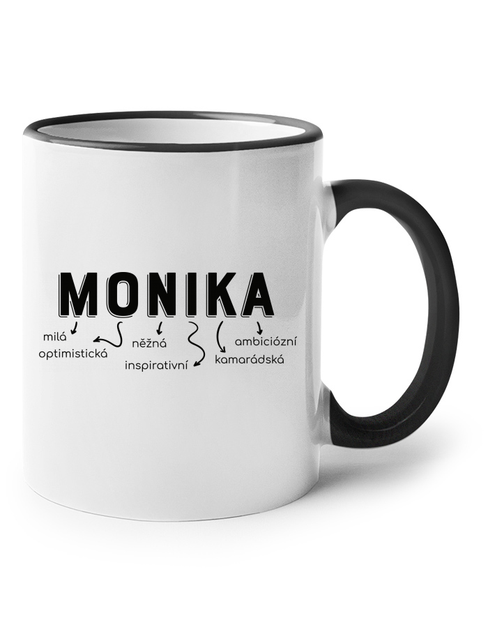 Keramický hrnek s barevným uchem – Monika, řešitelka problémů