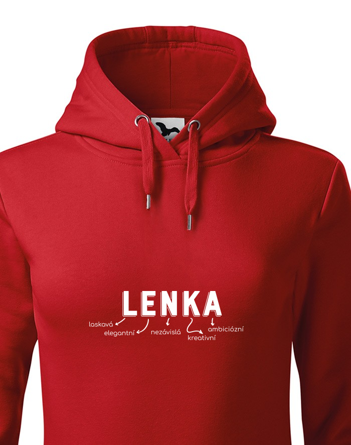 Dámská mikina s kapucí – Lenka: o skvělé ženě