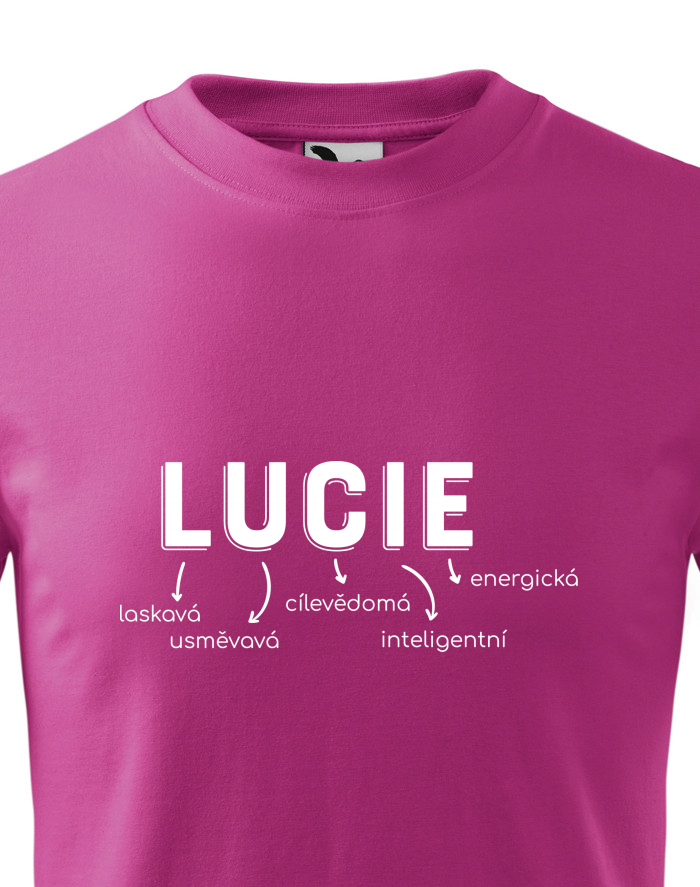 Dětské tričko k svátku Lucie – osobní jméno s významem