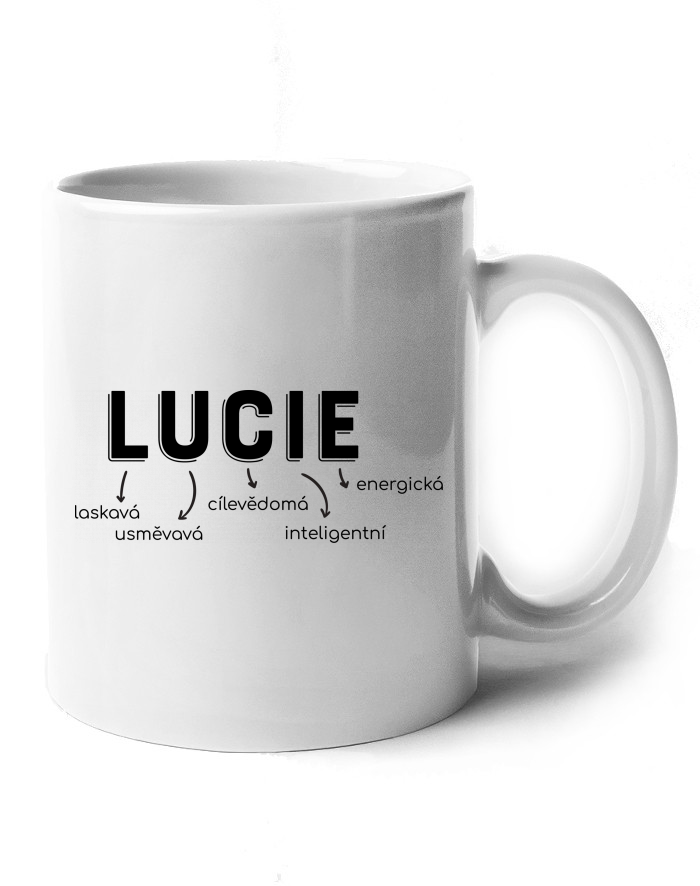 Keramický hrnek – Lucie, odvážná, otevřená, energická