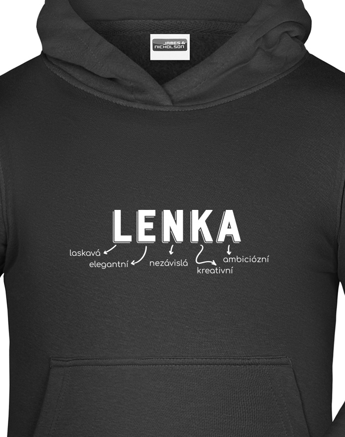 Dětská mikina s kapucí LENKA – o skvělou kreativní