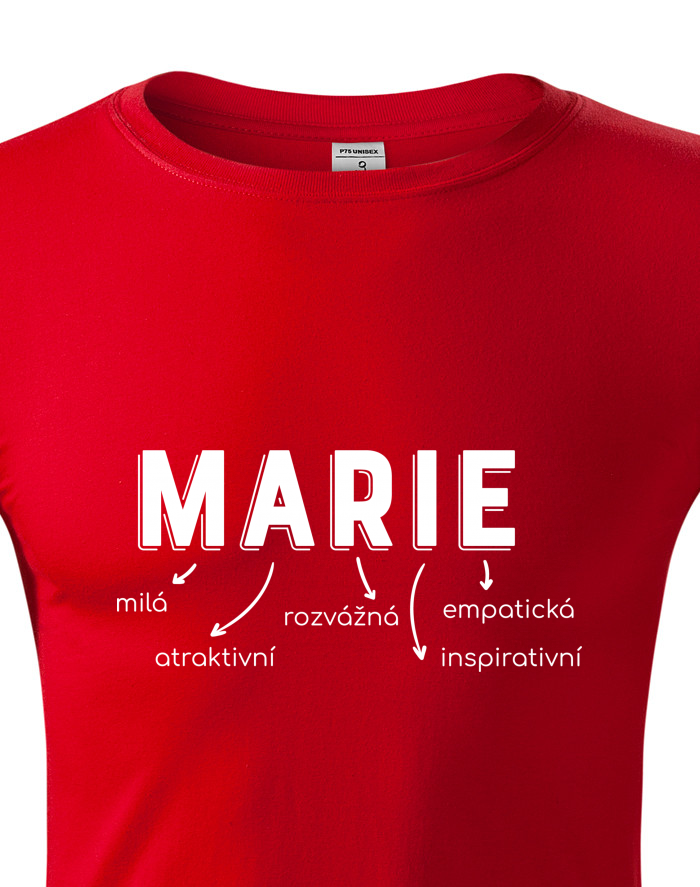 Unisex tričko s dlouhým rukávem – Marie, milá, rozverná, empatická, citlivá, inspirativní