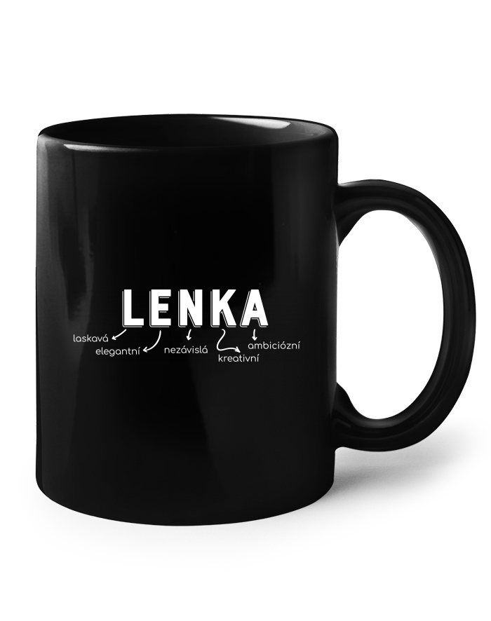 Keramický hrnek černý – Lenka, o skvělou kreativní duši