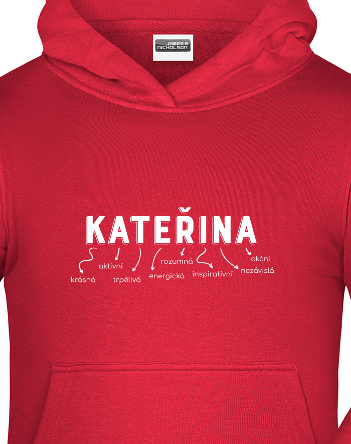 Dětská mikina s kapucí Kateřina – k svátku