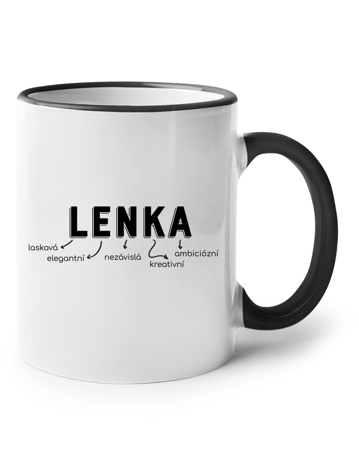 Keramický hrnek s barevným uchem – Lenka, oskenovaná elektronka