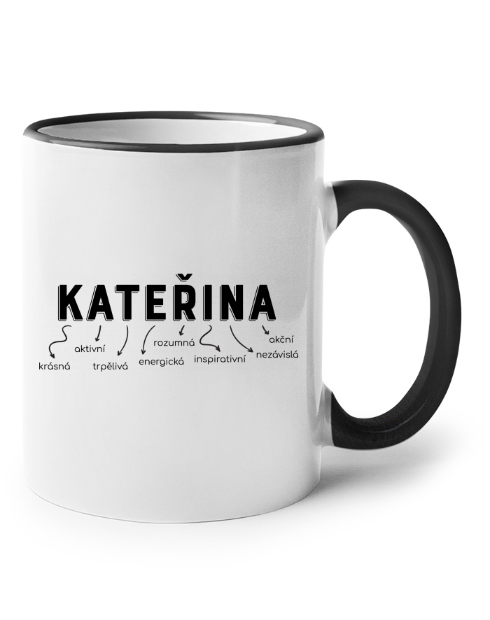 Keramický hrnek s barevným uchem – Kateřina, královna