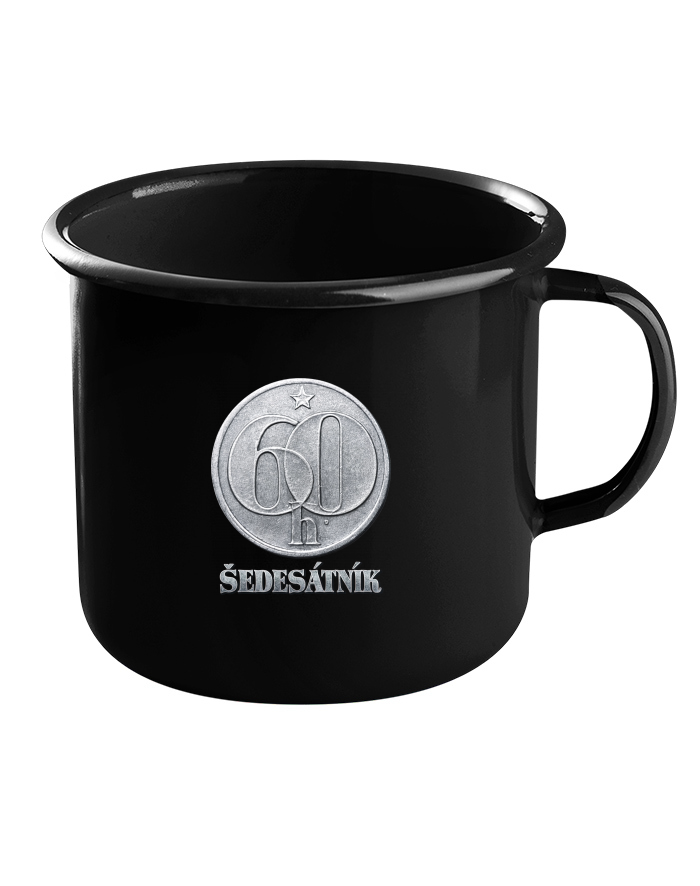 Plechový hrneček černý Šedesátník