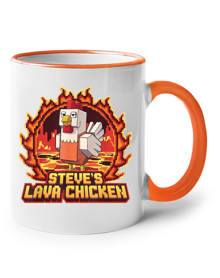 Steve's Lava Chicken - Keramický hrnek s barevným uchem