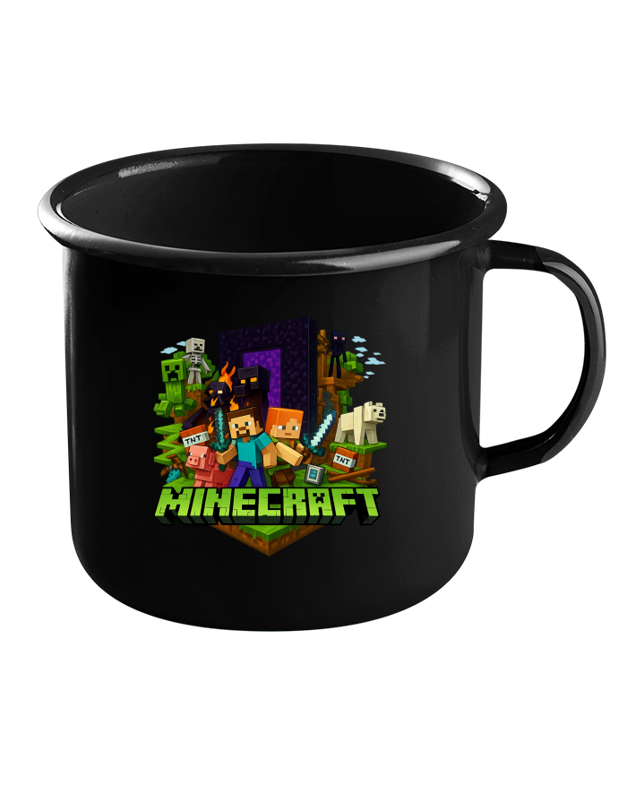 Plechový hrneček černý Minecraft 3