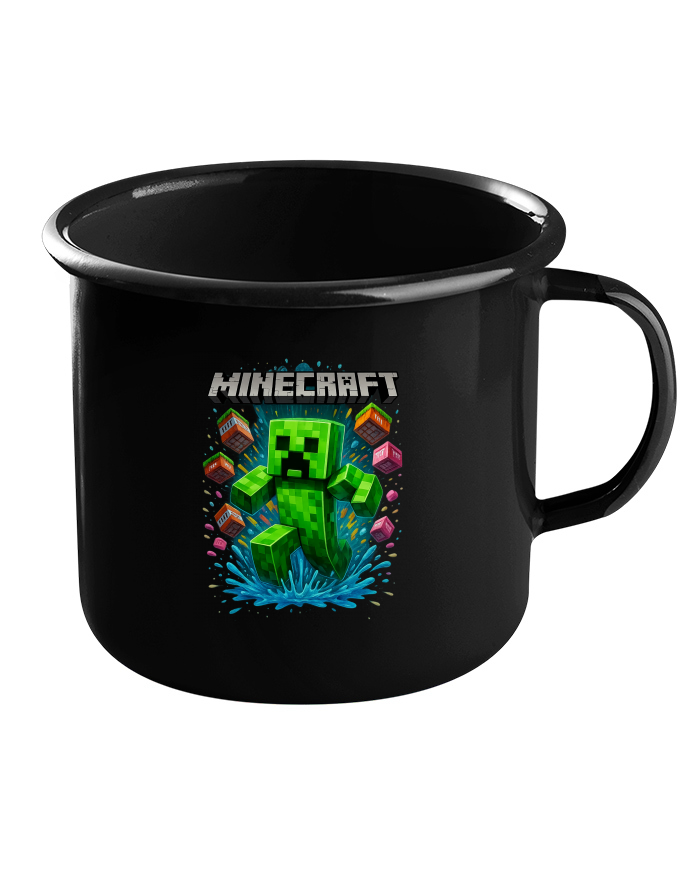 Plechový hrneček černý Minecraft Creeper